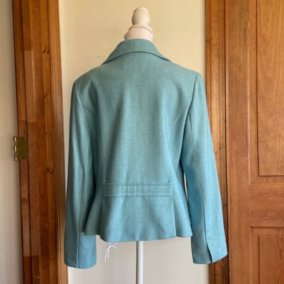 TALBOTS Sky Blue Wool Blend Long Sleeve Envelope Pocket Blazer 12 - Picture 8 of 16